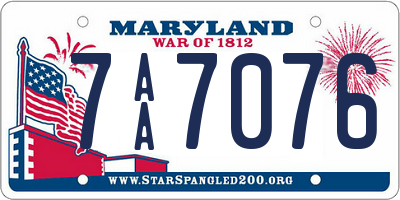 MD license plate 7AA7076