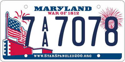 MD license plate 7AA7078