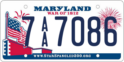 MD license plate 7AA7086