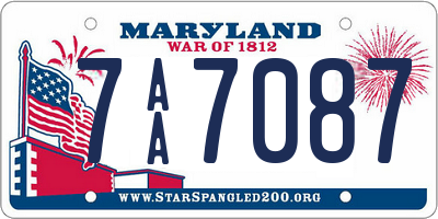 MD license plate 7AA7087