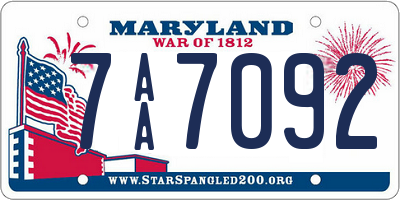 MD license plate 7AA7092