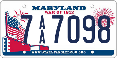 MD license plate 7AA7098