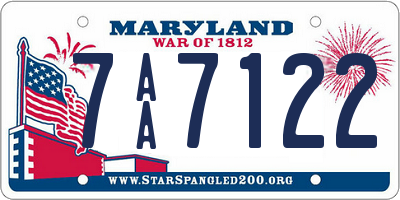 MD license plate 7AA7122