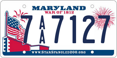 MD license plate 7AA7127