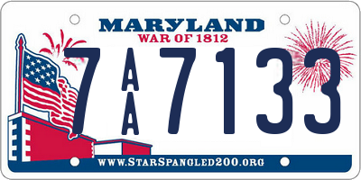 MD license plate 7AA7133