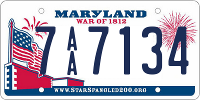 MD license plate 7AA7134