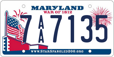 MD license plate 7AA7135