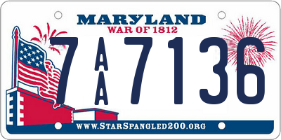 MD license plate 7AA7136