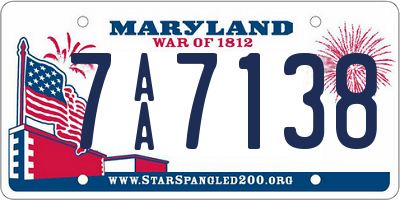 MD license plate 7AA7138