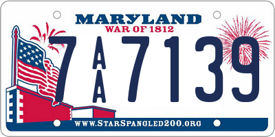 MD license plate 7AA7139