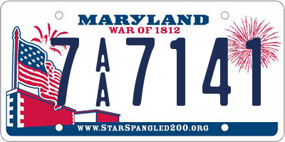 MD license plate 7AA7141