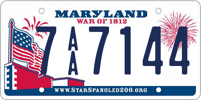 MD license plate 7AA7144