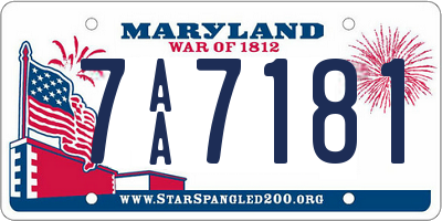 MD license plate 7AA7181