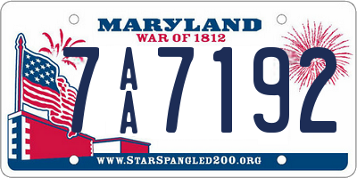 MD license plate 7AA7192