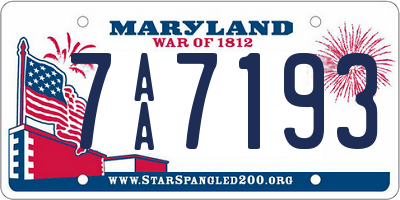 MD license plate 7AA7193