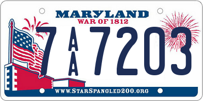 MD license plate 7AA7203