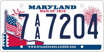 MD license plate 7AA7204