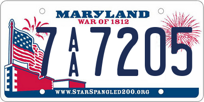 MD license plate 7AA7205