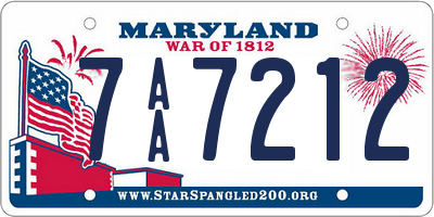 MD license plate 7AA7212