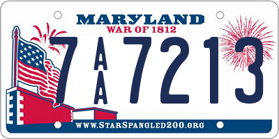 MD license plate 7AA7213