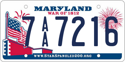 MD license plate 7AA7216