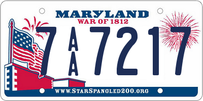 MD license plate 7AA7217