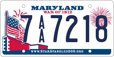 MD license plate 7AA7218