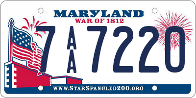 MD license plate 7AA7220