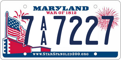 MD license plate 7AA7227