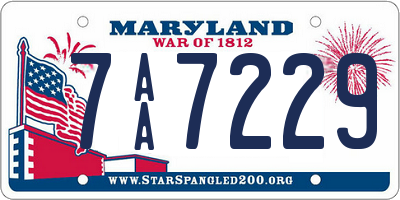 MD license plate 7AA7229