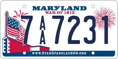 MD license plate 7AA7231