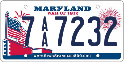 MD license plate 7AA7232