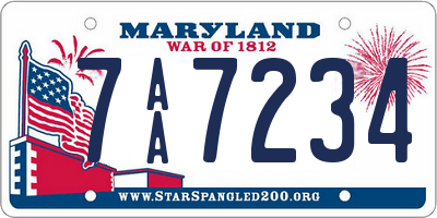 MD license plate 7AA7234