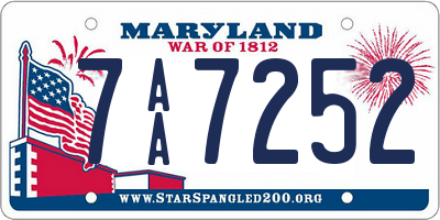 MD license plate 7AA7252