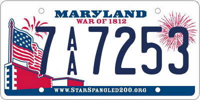 MD license plate 7AA7253