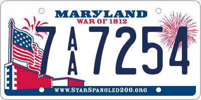 MD license plate 7AA7254