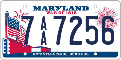 MD license plate 7AA7256