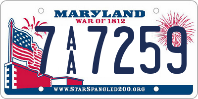 MD license plate 7AA7259
