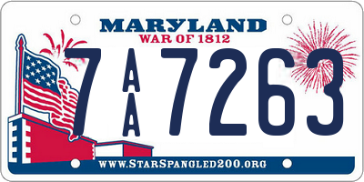 MD license plate 7AA7263