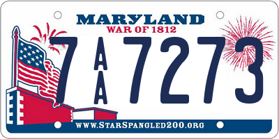 MD license plate 7AA7273