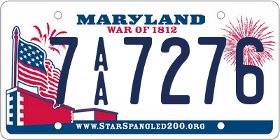 MD license plate 7AA7276