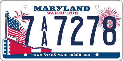 MD license plate 7AA7278