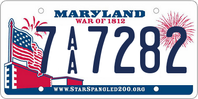 MD license plate 7AA7282