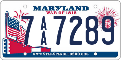 MD license plate 7AA7289