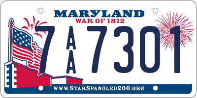 MD license plate 7AA7301