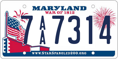 MD license plate 7AA7314