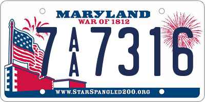 MD license plate 7AA7316