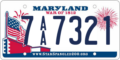 MD license plate 7AA7321