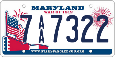 MD license plate 7AA7322