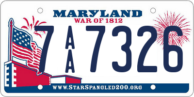MD license plate 7AA7326